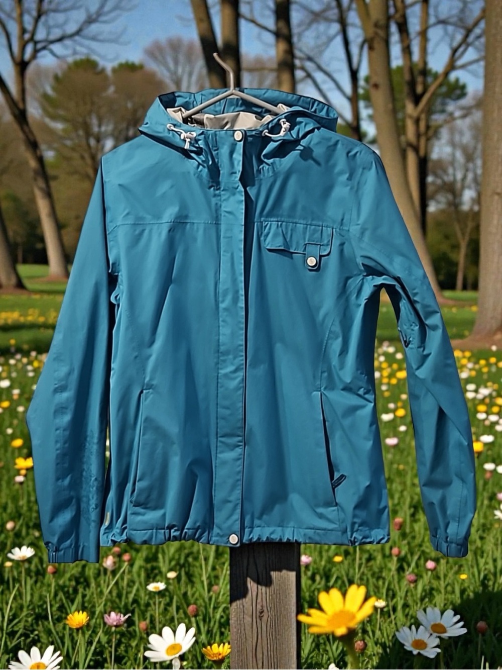 Lole Sky Blue Lightweight Hooded Raincoat/Windbreaker